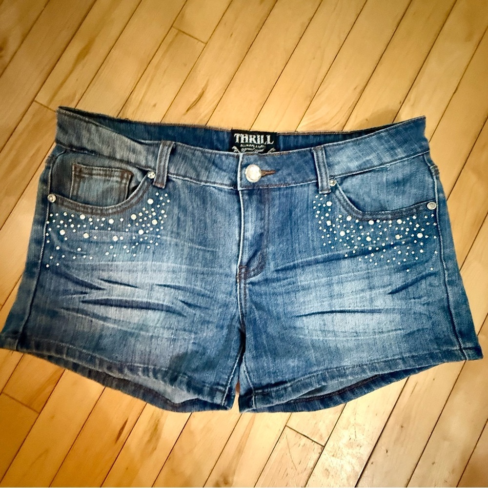 Thrill Denim Shorts with Sparkling Accents